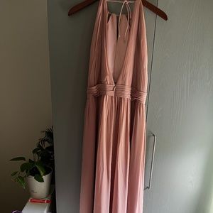 Blush pink sleeveless with a slit dress